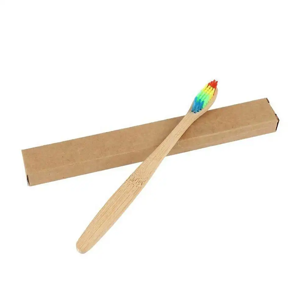

10 Pcs Bamboo Toothbrushes - Soft Bristles ( Rainbow Or Mixed Color )- 17.4 Cm - Bathroom Teeth Cleaning Supplies