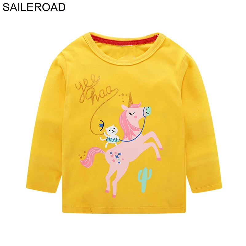 SAILEROAD Cotton Baby Kids Girl's Long Sleeve T Shirts Cartoon Animal Elk La camiseta Toddler Newborn Vestuario Shirt | Детская