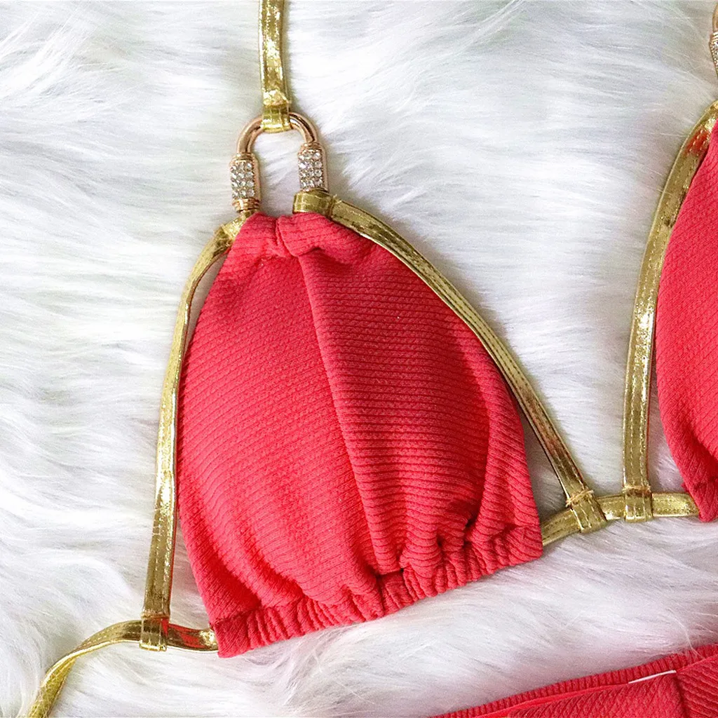 

New Swimsuit Women Beachwear 2 Pieces Swimwear Sexy Bikini Set Push Up Halter Brazilian Swimming Suit Biquini Swimsuits Female