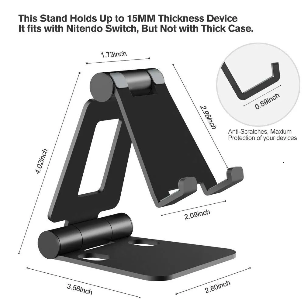 Aluminium Alloy Phone Stand for Huawei iPhone Xiaomi Universal Foldable & Rotatable Phone Holder Tablet Stand for iPad