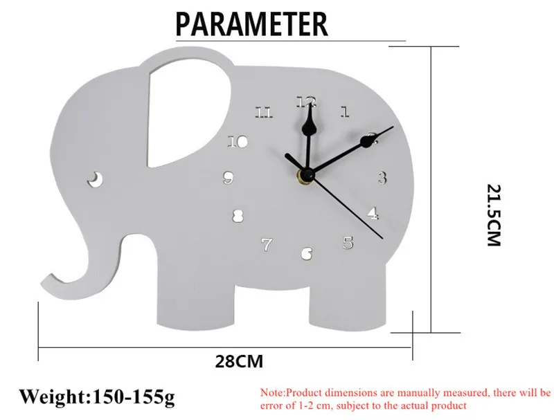 wall clock for home Cute Wooden Elephant Wall Clock Kids Room Decoration Wood Needle Mute Clocks Figurines Hanging Nursery Decor Photo Props Gifts mechanical wall clock