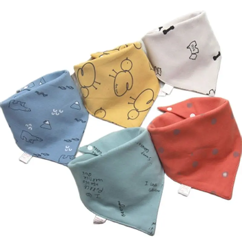 

New Baby Bibs Triangle Double Cotton Cartoon Print Saliva Towel Baby Boys Girls Feeding Apron Cotton Bandana Bibs collar bib