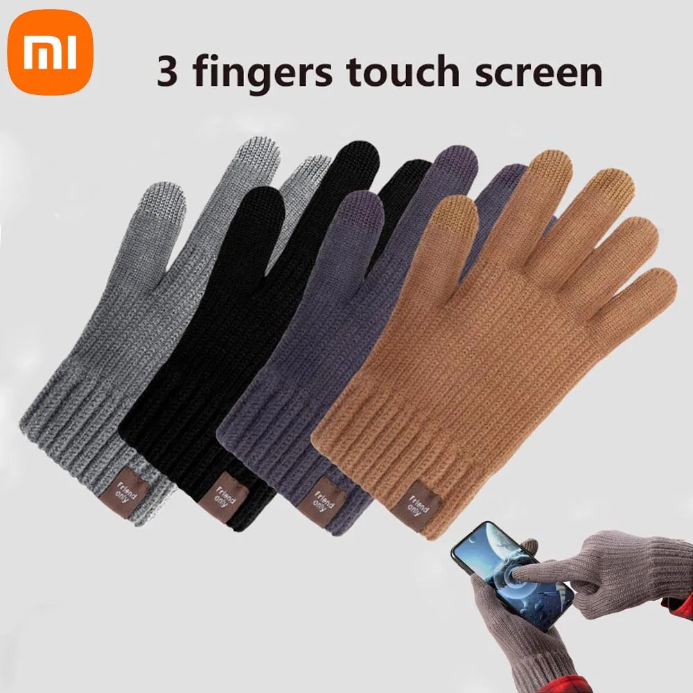 

NEW2022 Xiaomi FO three-finger touch screen warm velvet gloves Smartphone Touch Screen Women Men Warm Mitts Golve Winter