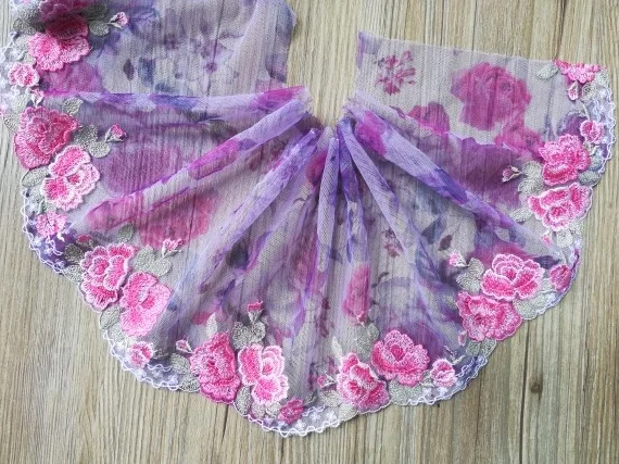 1 ярд фиолетовый цветочный ручной работы DIY Одежда кружевные аксессуары вышивка