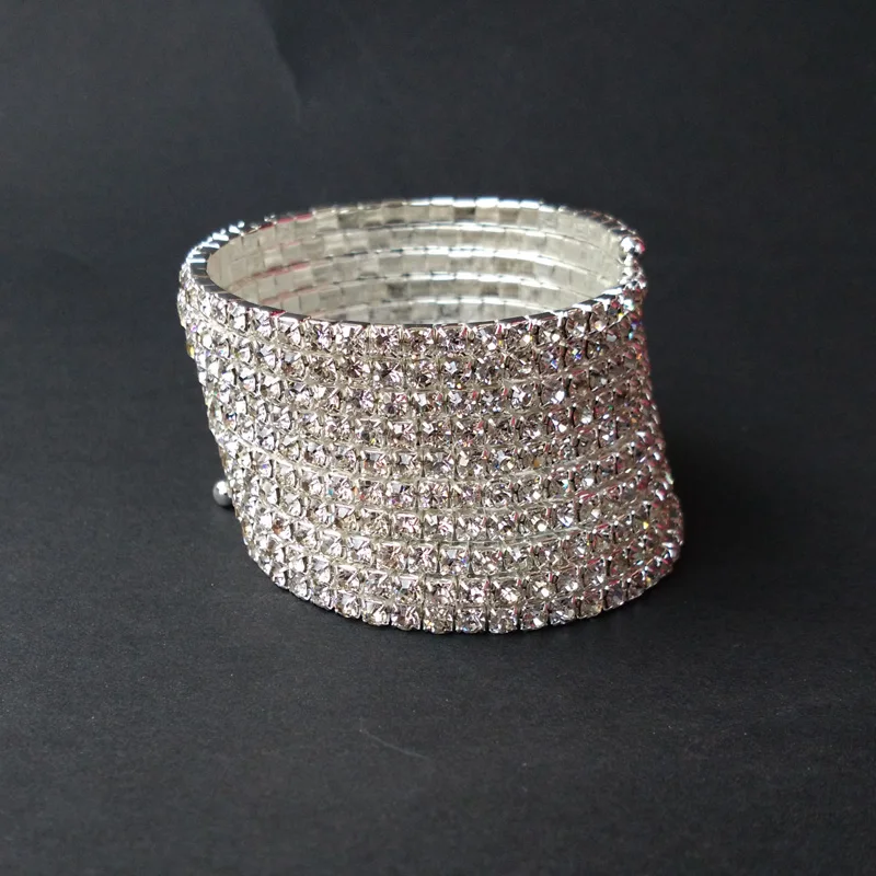 10 рядов Стразы Спиральный Браслет посеребренный и золотой цвет свадебные