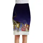 Женская Новогодняя юбка-карандаш KYKU, повседневная элегантная юбка с изображением оленя и Санта-Клауса, с цветочным принтом, лето 2019