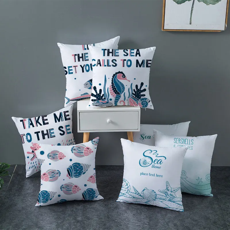 

Pillowcase Marine Animals Scenery Freshness Pattern Decor Throw Pillow Cushion Cover Car Home Sofa European Decoration 45*45cm