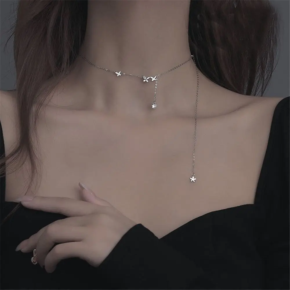 

Винтажное многослойное ожерелье с подвеской-бабочкой, женская простая цепочка до ключиц, Студенческая цепочка до ключиц, ожерелье с бабочк...