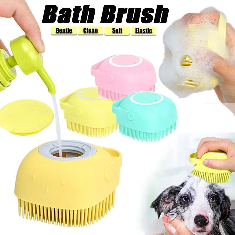 

Pet Dog Shampoo Massager Brush Shower Cat Massage Comb Grooming Bath Brush Soft Silicone Cat Shower Brush Pet Cleaning Supplies