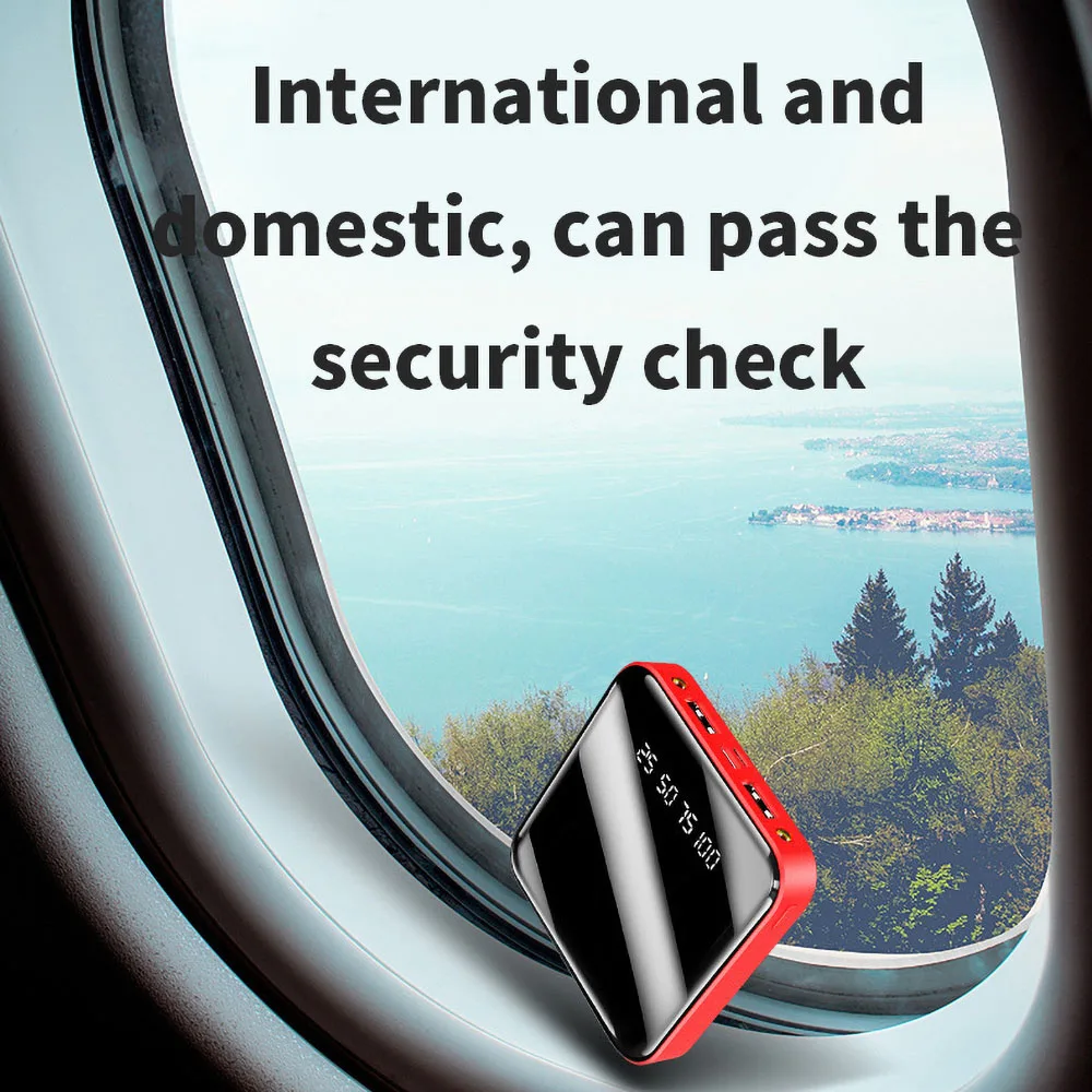 mini lcd power bank 20000mah fast charger 2 usb powerbank portable charging for smart phone dropshipping free global shipping