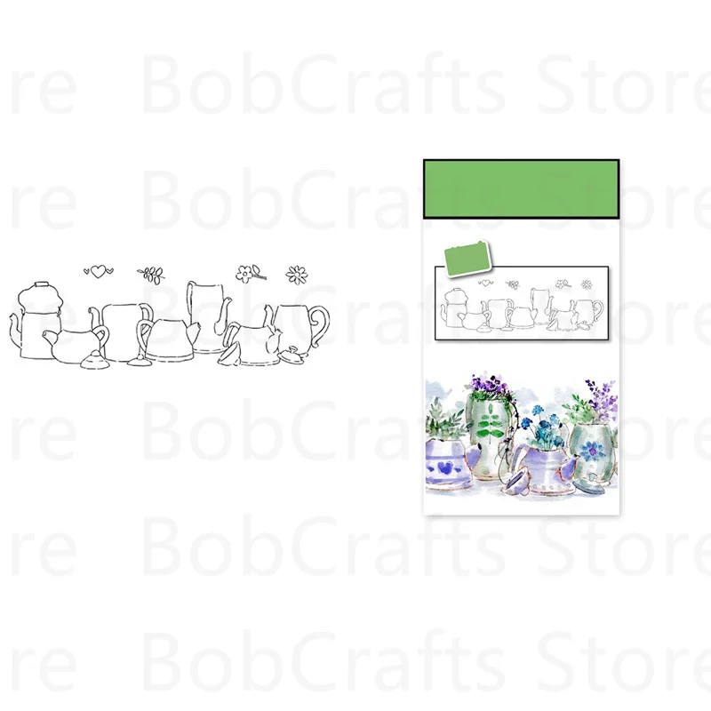 

Flowerpot Pattern Clear Stamps Set For Scrapbooking Decoration Book Craft Embossing Stencils New Arrival In 2021 No Cutting Dies