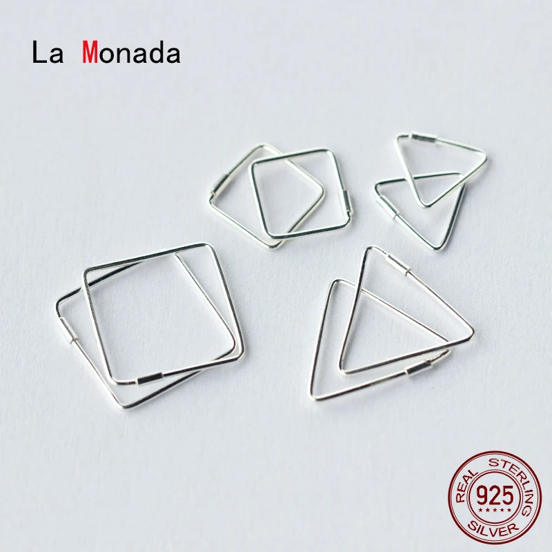 

Женские минималистичные серьги La Monada, из серебра серьги в форме треугольника пробы, 925 пробы, серьги-кольца ювелирные изделия