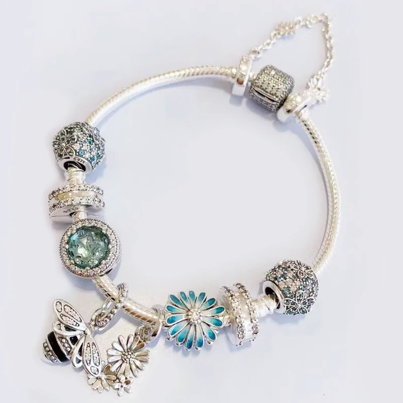

925 sterling silver Spring Garden series Daisy bee Zircon full of fashionable quality surprise gift pan bracelets female