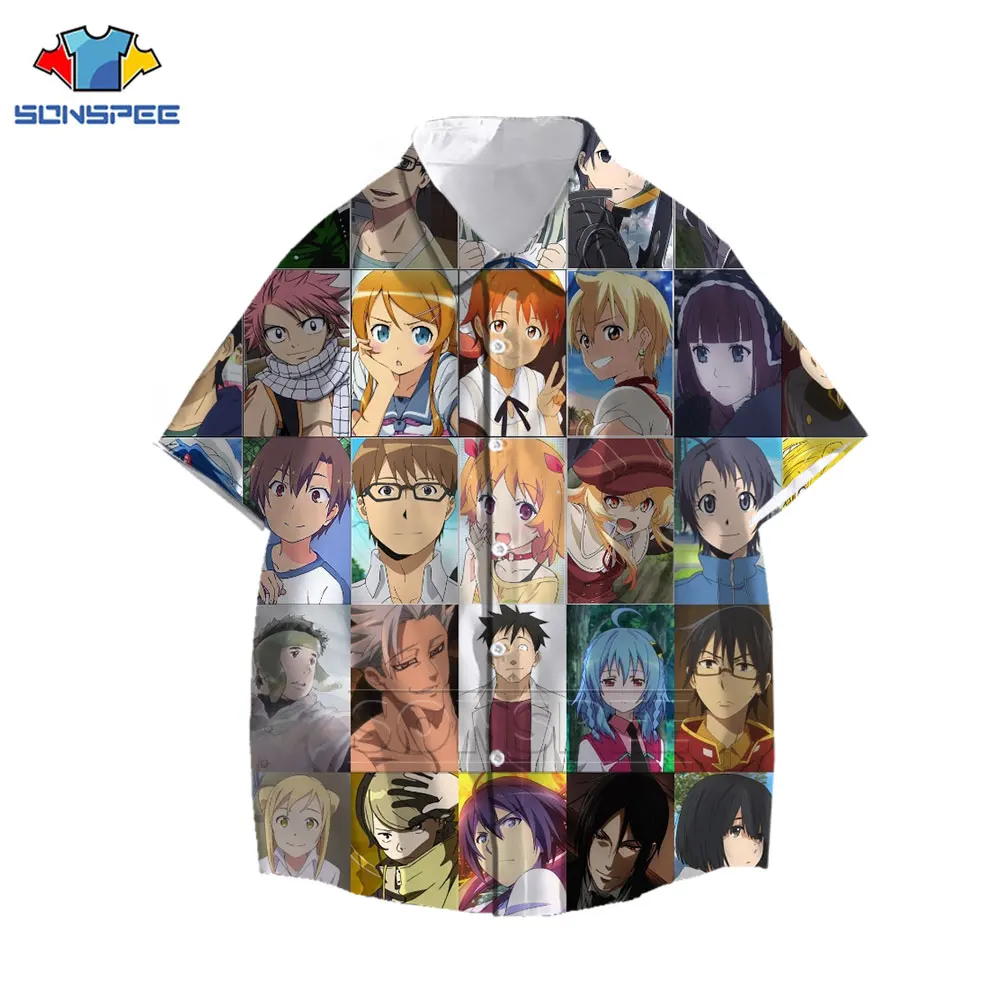 Kawaii Japan Anime Cartoon Boy Girl Loli Shirt 3D Print Many Characters Shirt Summer Casual Men Women Young Hawaiian Shirts Top
