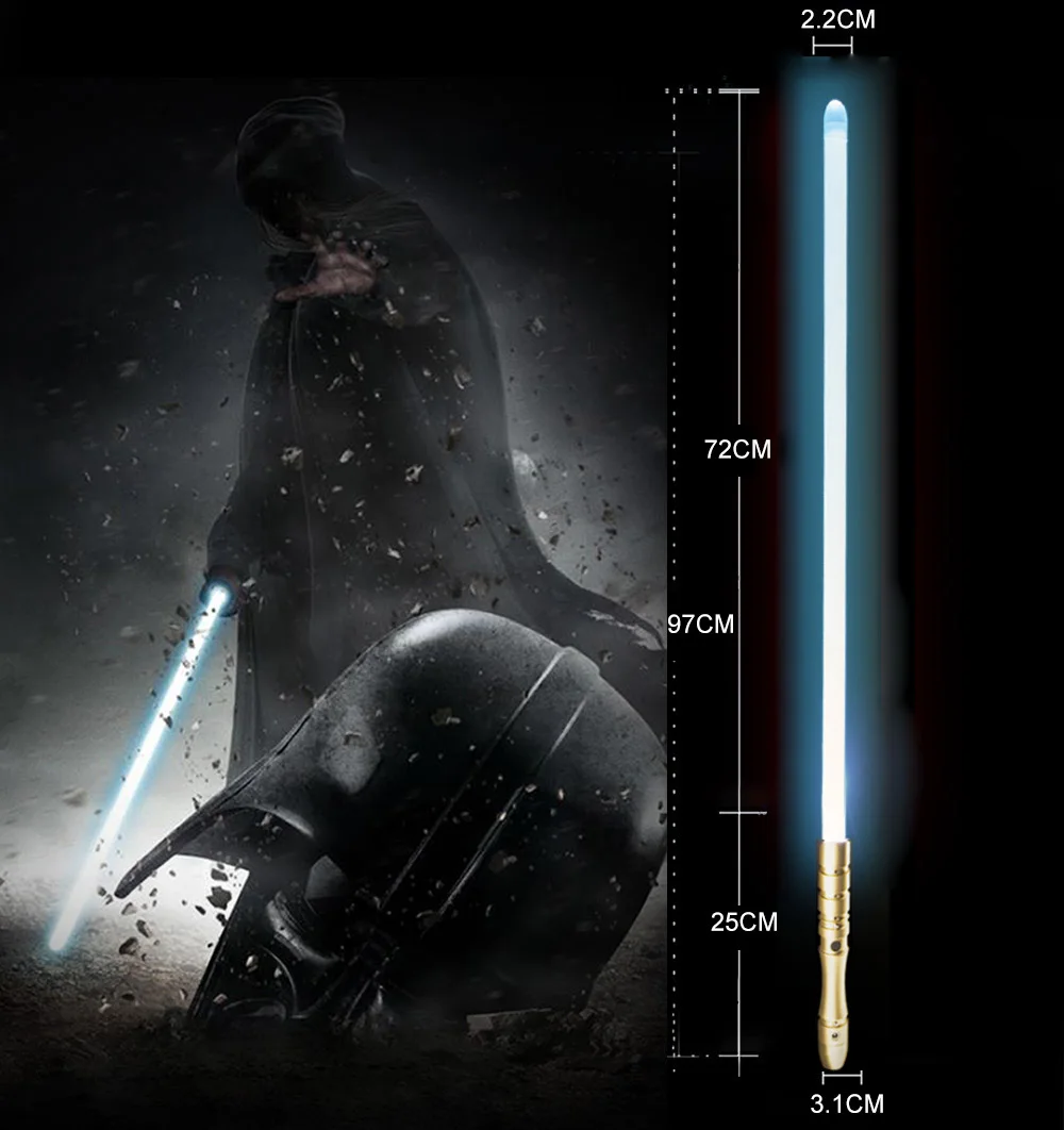 Golden HD ice blue Светильник saber со звуковым сигналом, светильник Jedi Sith Luke, подвесной светильник Saber Force, изменяющий цвет, с металлической ручкой - Цвет: Golden HD ice blue