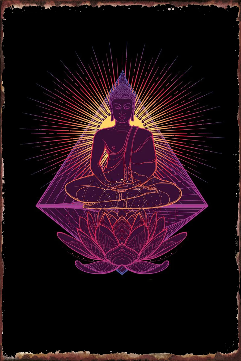 

Lotus Flower Meditation Tin Plates Wall Decor Room Decoration Retro Vintage Metal Sign Tin Sign For Home Club Man Cave Cafe