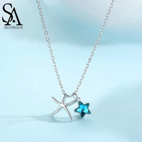 sa silverage 2021 new cold wind light luxury niche design star clavicle chain s925 sterling silver starfish necklace female