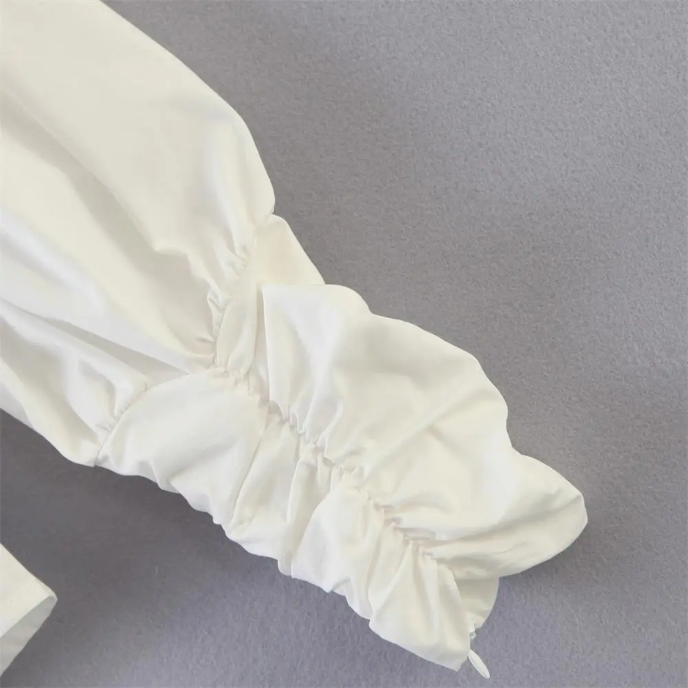 

2020 early autumn new women's clothing all-match thin solid color ruffled round neck long-sleeved blouse shirt