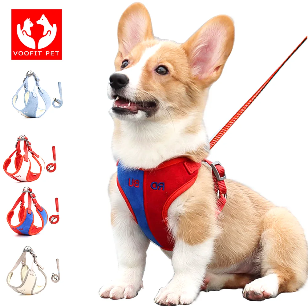 

Dog Harness And Leash Set Polyester Breathable And Reflective Adjustable Pet Harness Small Pet Medium Cats Dogs French Bulldog