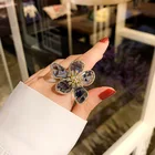 Большое регулируемое кольцо с кристаллами в форме цветка для женщин, модное Оригинальное украшение для свадебной вечеринки