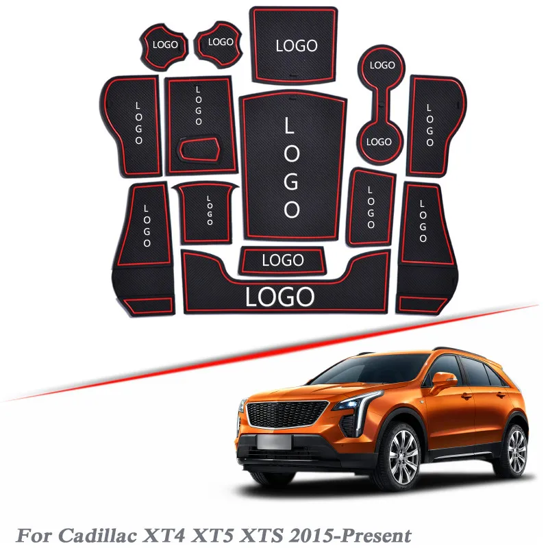 

Brand LOGO Car Styling For Cadillac XT4 XT5 XTS 2015-2020 Gate slot pad Door Groove Mat Non-slip dust Mat Auto Accessory