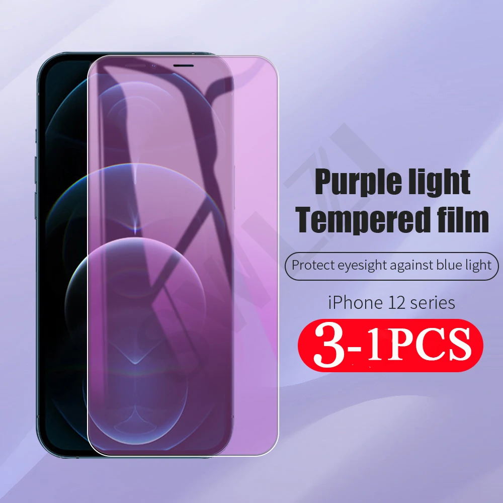 

3-1 шт. с защитой от синего света для iphone 6, 6s, 7, 8 plus, 11 12 Mini Pro Max X XS XR SE 2020 Защитная пленка для экрана мобильного телефона, защитная пленка