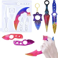 m0028 self defense dagger keychain resin mold anti wolf weapons sword epoxy casting silicone mould defend knife mold craft