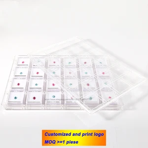Новейший прозрачный акриловый 24 ячейки драгоценный камень дисплей лоток Коробка для хранения ювелирных изделий Алмазный держатель драгоценный камень демонстрационный чехол с крышкой
