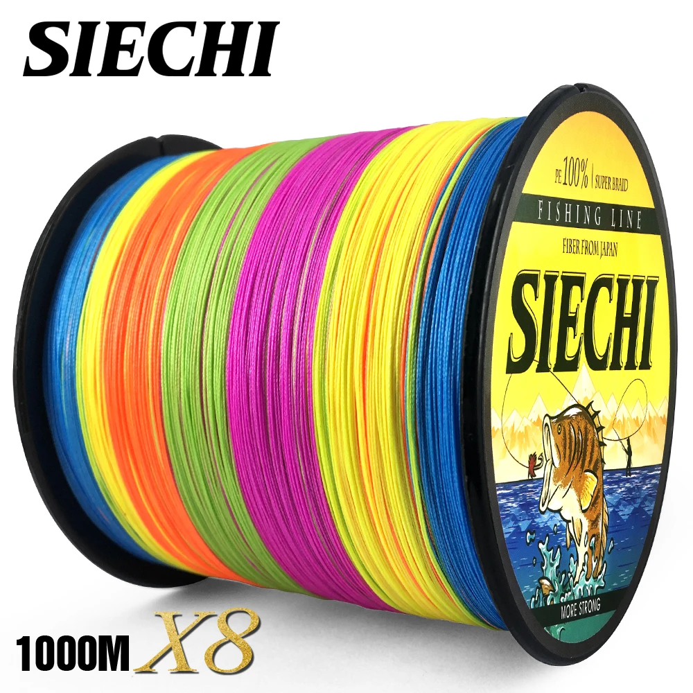 SIECHI 8 нитей японская супер прочная ПЭ плетеная леска многонитевая 1000 м нить