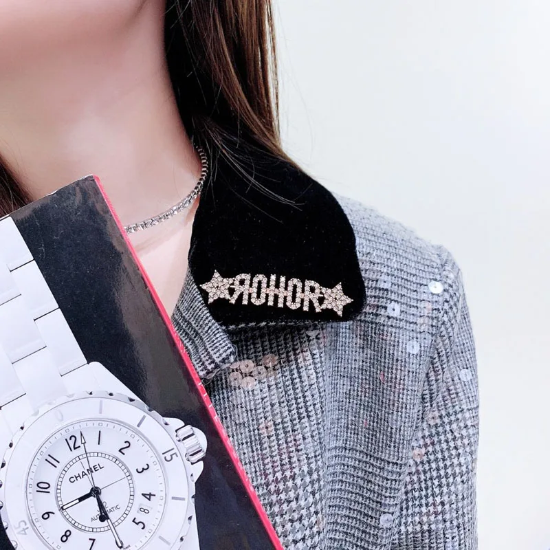 

C1975 Stylish vintage brooch brass studded with exquisite star bee letter tassel pins accessorizing clothingJD