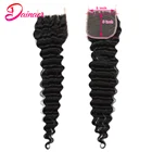 Бразильские волосы закрывающие глубокие волнистые человеческие волосы 5x5 кружевная застежка Реми волосы плетеные волосы закрывающие глубокие волнистые человеческие волосы только закрывающие