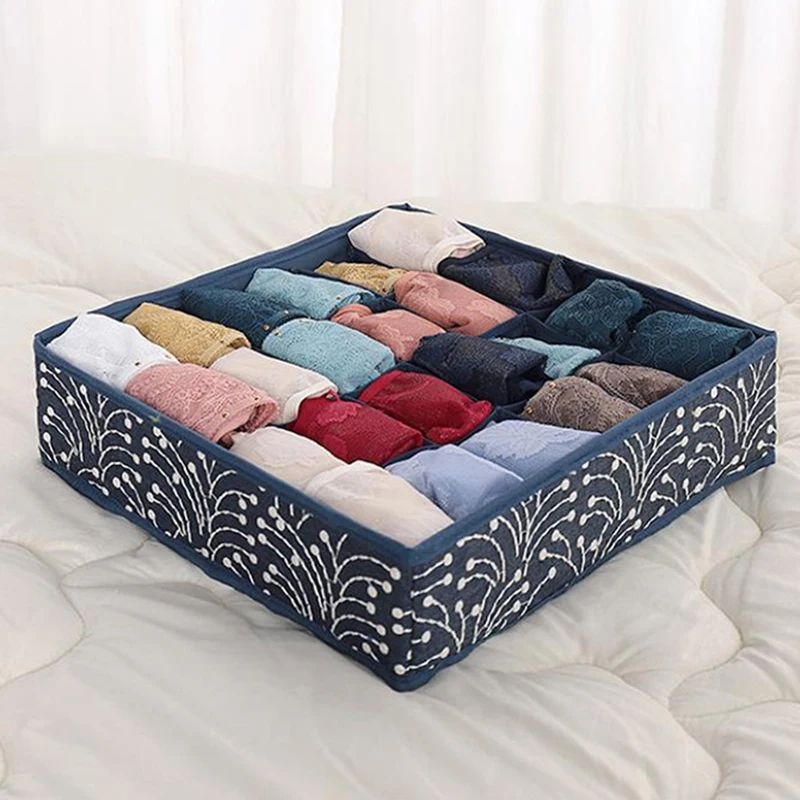 

24 Grids Foldable Underwear Drawer Organizers Embroidery Dresser Clothes Storage Dividers Box For Bras Scarves Ties Socks Boxes
