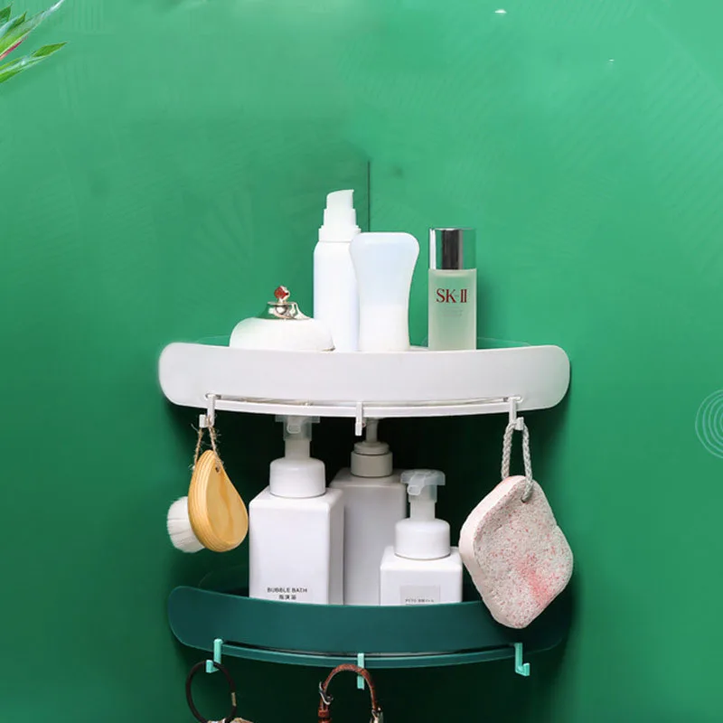Пластиковая полка органайзер для ванной комнаты угловая с защелкой настенный