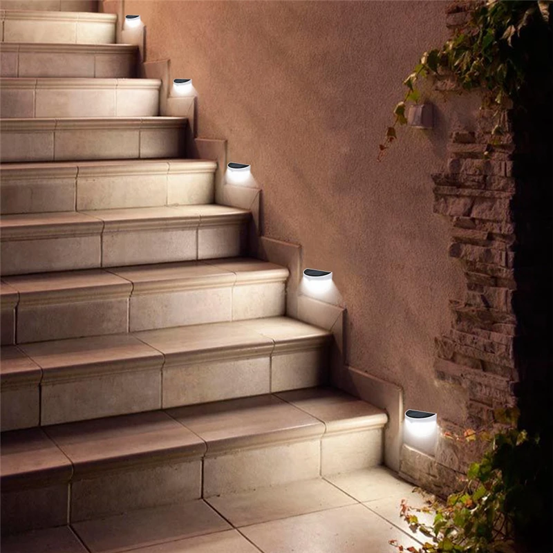 Solar Power 2 LED Wall Mount Light Outdoor Waterproof Solar Fence Lamp LED Garden Yard Landscape Stairs Wall Light