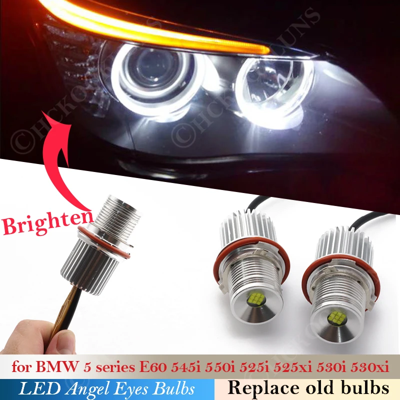 

90W pair Halo Light Headlight Angel eye bulb LED For BMW 5 6 7 X5 X3 Series E60 525 530 i xi 545i 550i E 87 53 66 83 61 63 64 65