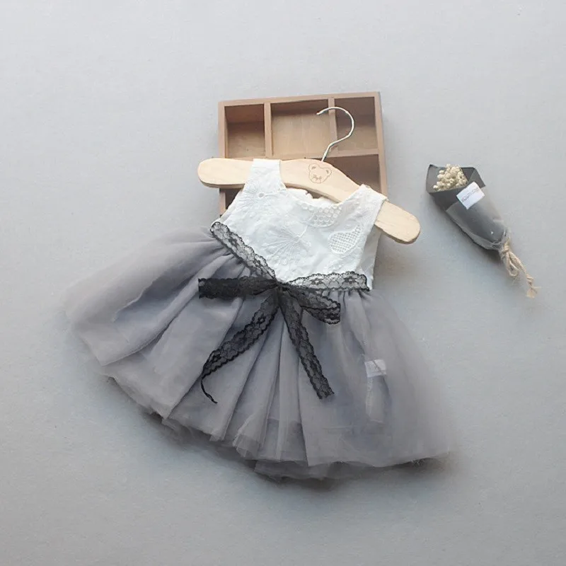 Летнее платье для маленьких девочек Кружевное бальное принцессы без рукавов с