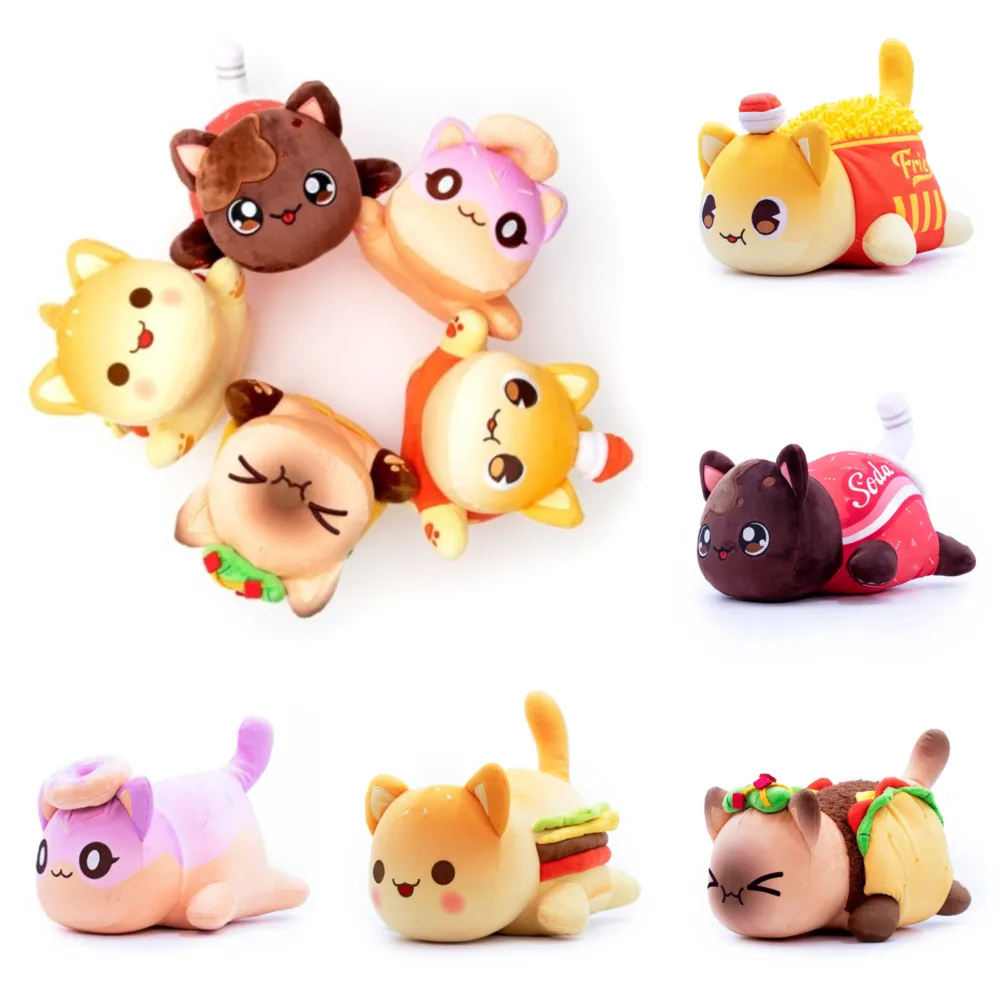 Meow Meows-mu&ntilde;eco de peluche para ni&ntilde;os, mu&ntilde;eco de felpa con forma de Coca-Cola, patatas fritas, hamburguesas, pan, lisas, Gato Aphmau, almohada para dormir, regalos para ni&ntilde;os, decoraci&oacute;n del sof&aacute;-0