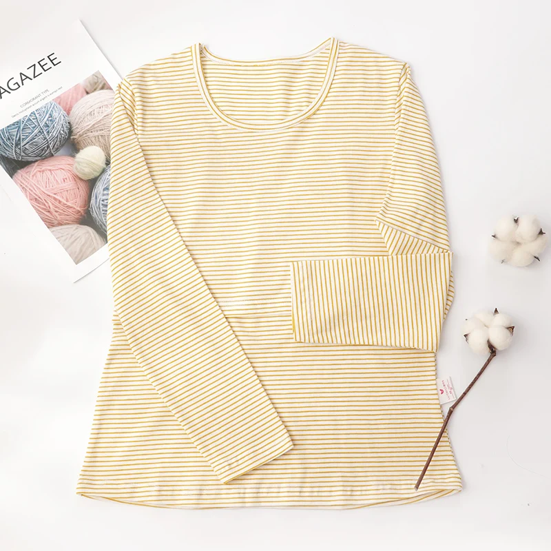 skin top YATEMAO одежда для сна, для беременных, кормящих пижамы Беременность Костюмы с длинным рукавом; одежда для кормящих мам; Повседневное беременных футболка с принтами из мультфильмов - Цвет: skin top