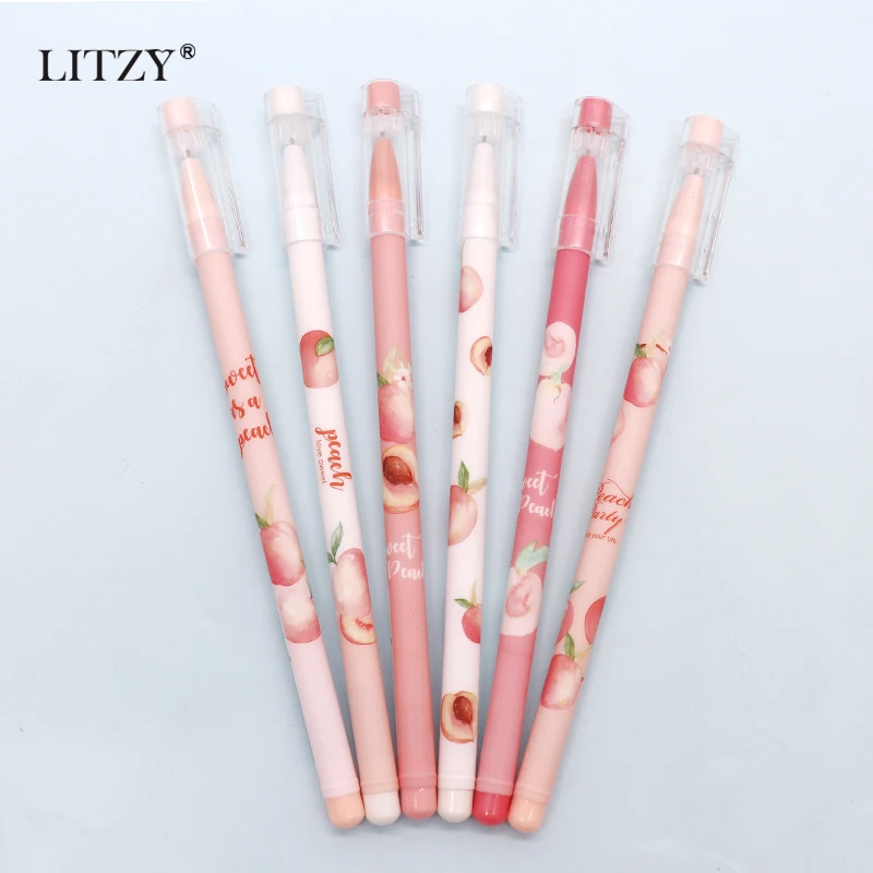 6 шт./компл. 0 5 мм гелевая ручка персиковые ручки кавайные канцелярские