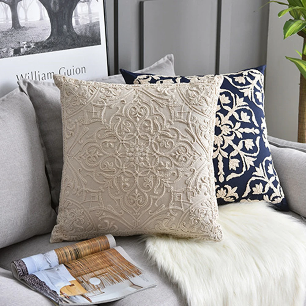 Boho Стиль наволочки бежевый евро веревка нить для вышивки подушки домашний декор