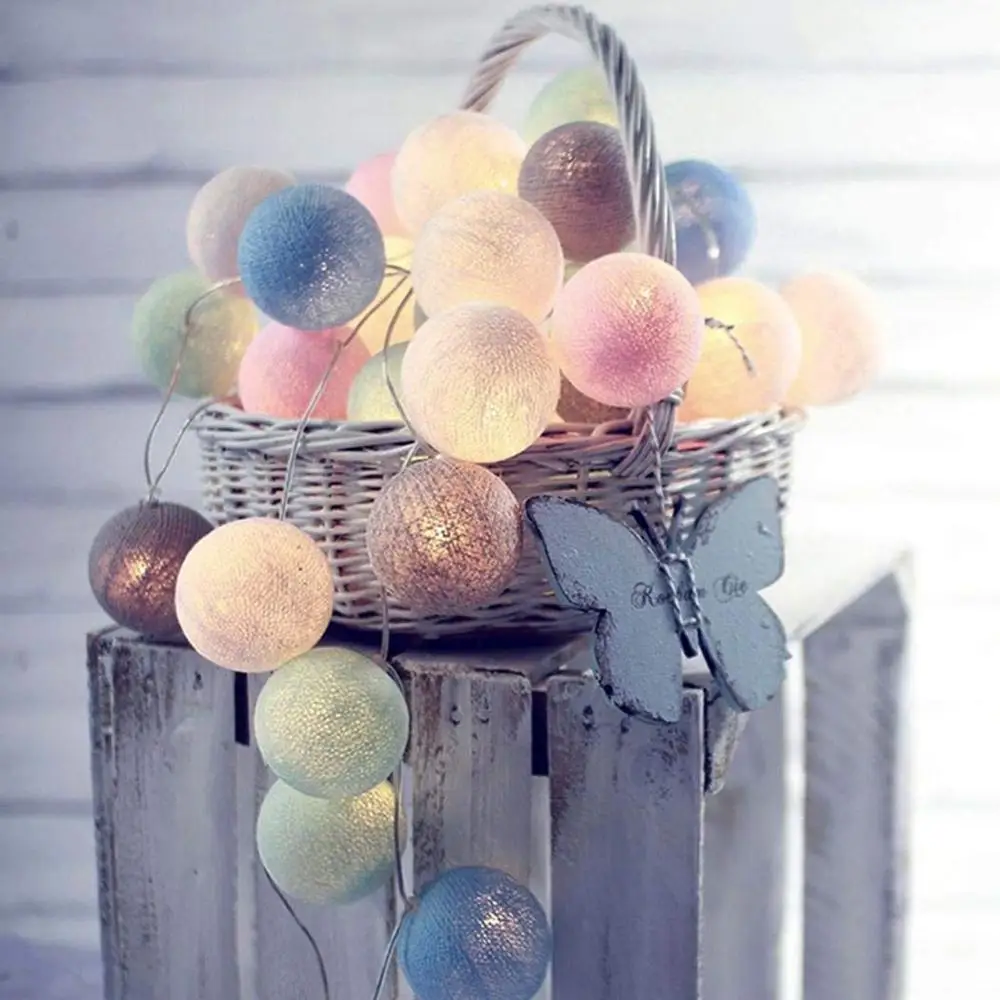 Гирлянда хлопковый шар струнный светильник цепочка Рождественский вечерние