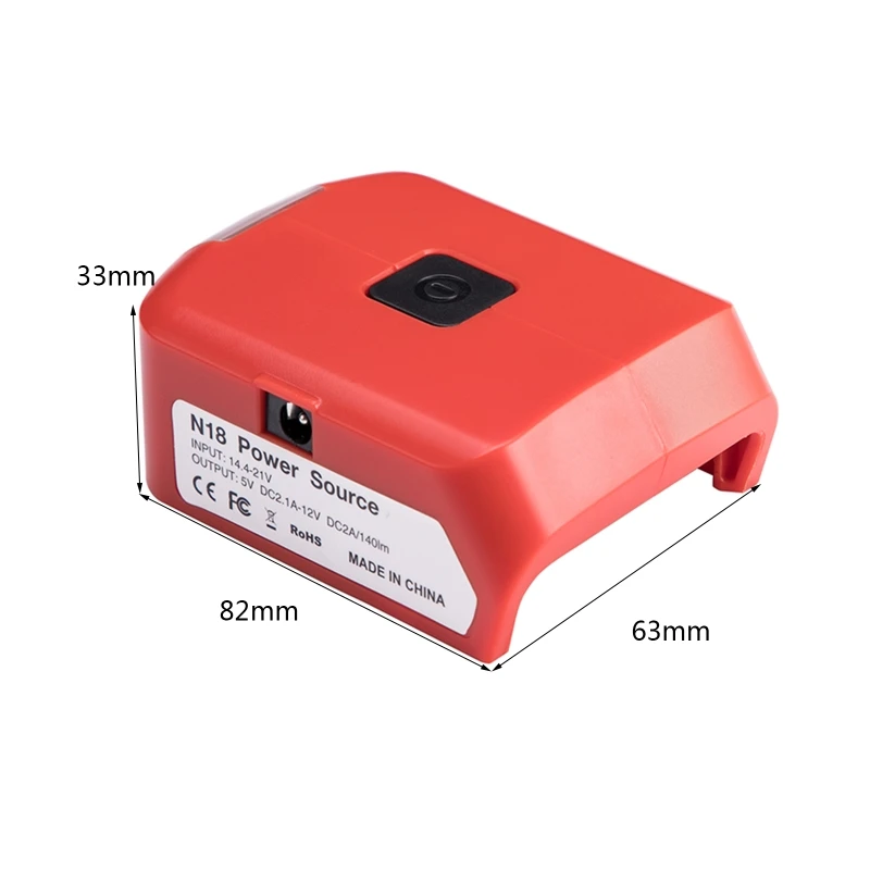 

Durable 14.4/18v Battery Dual USB Ports Output 5V 2.1A/12V 2A Adapter with 3W LED Light High Quality and Brand New