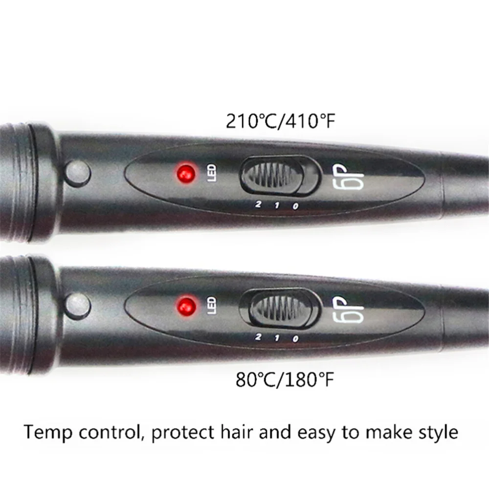 

6 in 1 Hair Curling Wand Professional Hair Curler Interchangeable Ceramic Curling Iron Curling Rods Roller Set with Heat-