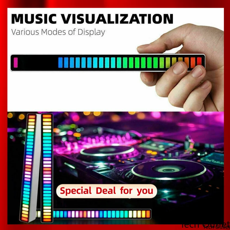 

LED Strip RGB Voice-Activated Rhythm Light Colorful Sound Control Light Music Level Indicator Car Desktop Usb Light Tech Outlet