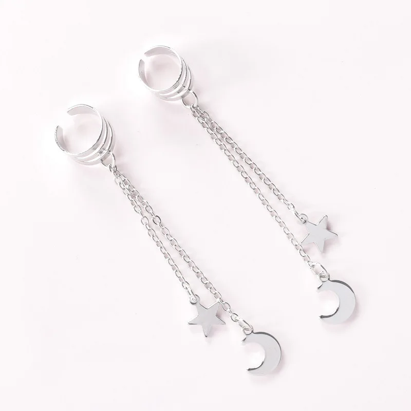 KPOP JHOPE те же серьги Модные не проколотые клипса Звезда Луна маленькие звезда