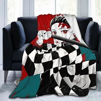 anime demonslayer 3d printing printed blanket bedspread blanket retro bedding square picnic wool soft blanket
