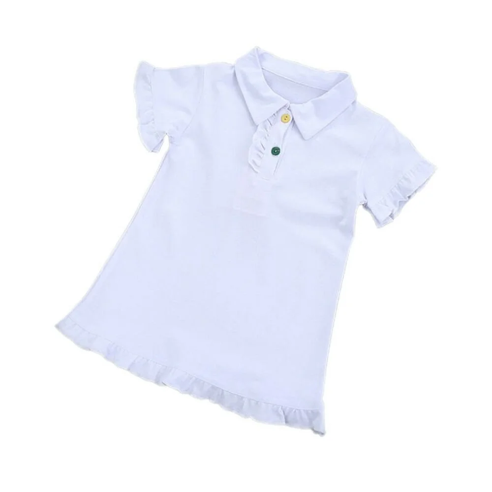 

Kids Summer Casual Holiday Sundress Girls Plain Short Sleeve Ruffle Mini Dress