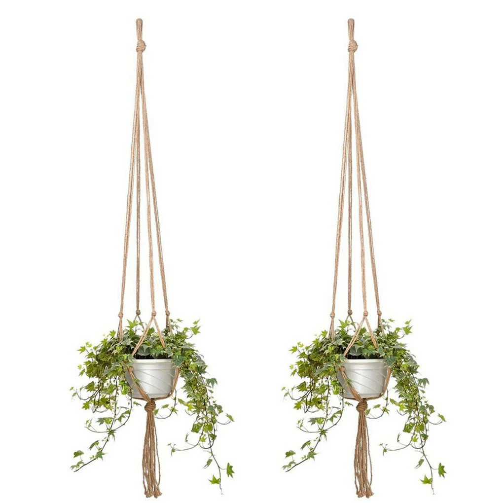 

4 Pcs Flower Basket Rope Macrame Wall Hanging Hanging Plant Pot Plants Hanger Hanging Baskets Handmade Home Garden Balcony Decor