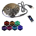 Светодиодные ленты RGB 5 В, USB-светильник, водонепроницаемый 5050, совместимый с Bluetooth контроллер, USB 5 В, неоновые, 50 см, 5 м, Светодиодная лента RGB