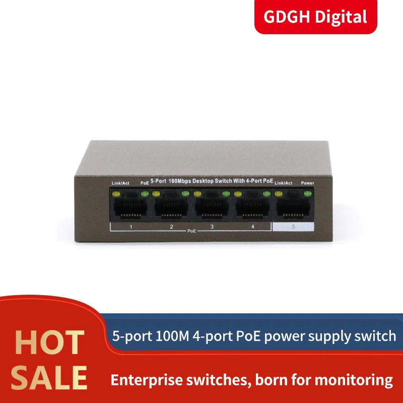 GLVISION GLTEF1105P 4 63W Ethernet сетевой коммутатор 5 портовый 250 м долгосрочный стабильный